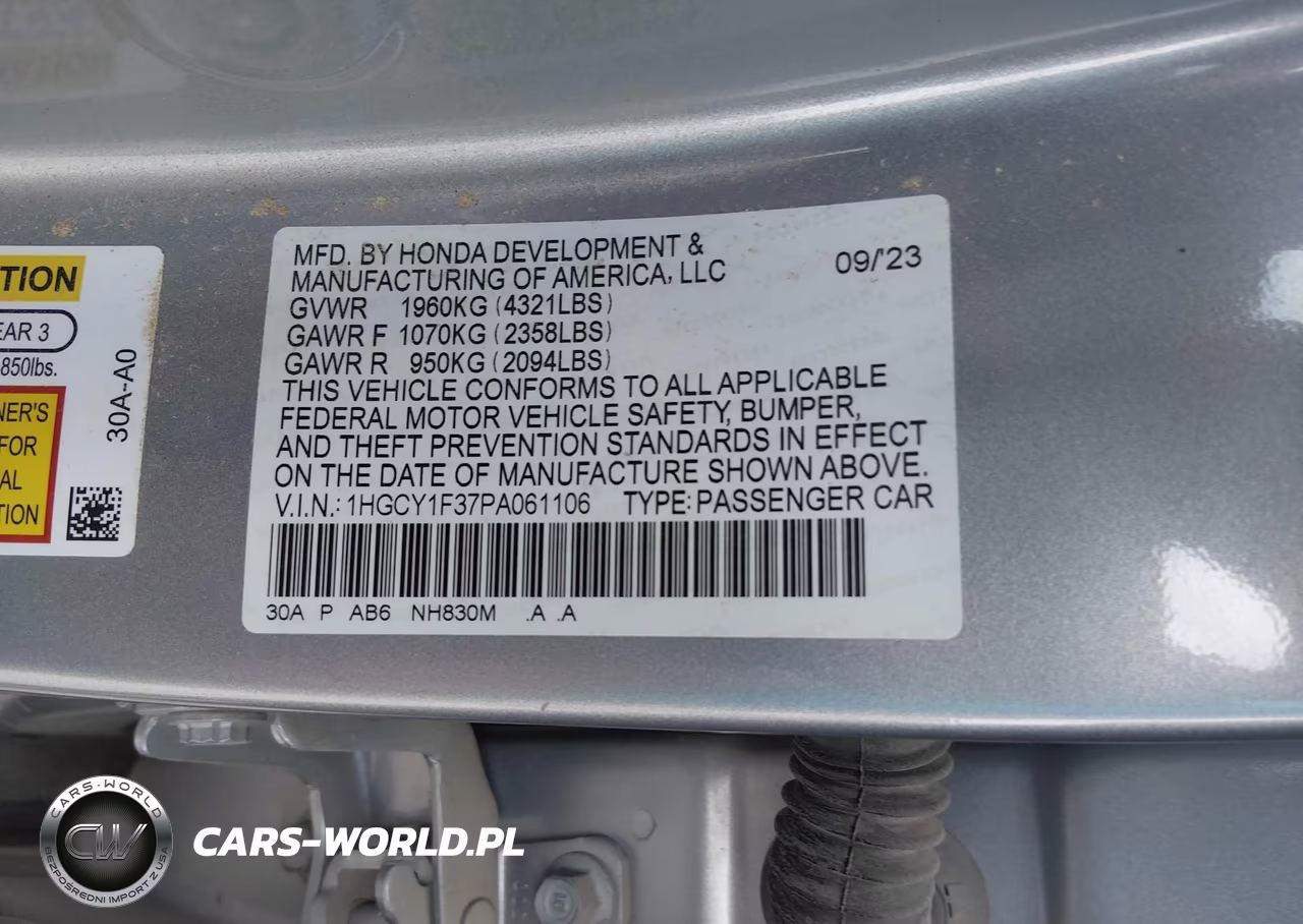2023 Honda Accord Ex VIN:1HGCY1F37PA061106 - 8
