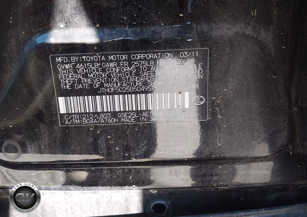 2011 Lexus Is 250 VIN:JTHCF5C25B5049575 - 9