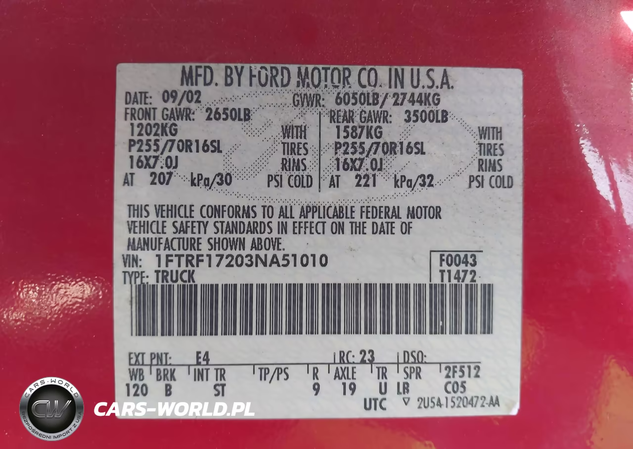 2003 Ford F-150 Xl-Xlt VIN:1FTRF17203NA51010 - 9