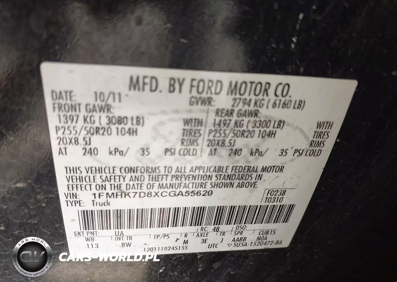 2012 Ford Explorer Xlt VIN:1FMHK7D8XCGA55620 - 9