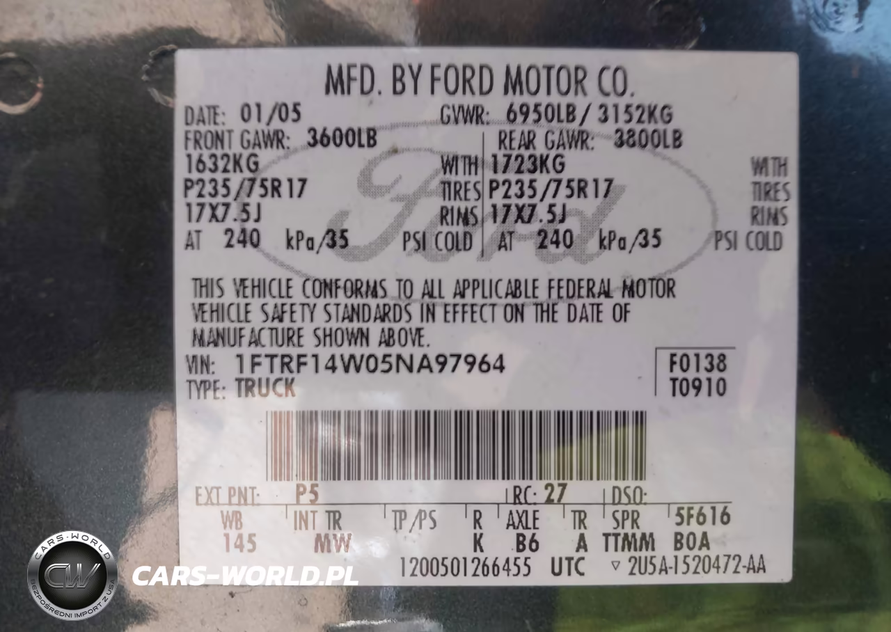 2005 Ford F-150 Stx-Xl-Xlt VIN:1FTRF14W05NA97964 - 9