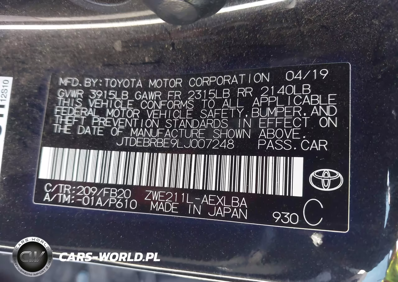 2020 Toyota Corolla Hybrid Le VIN:JTDEBRBE9LJ007248 - 9