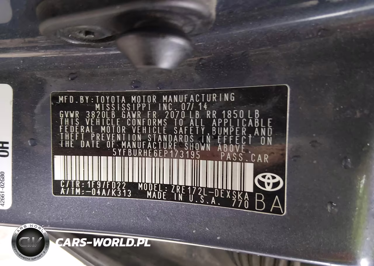2014 Toyota Corolla S Plus VIN:5YFBURHE6EP173195 - 9