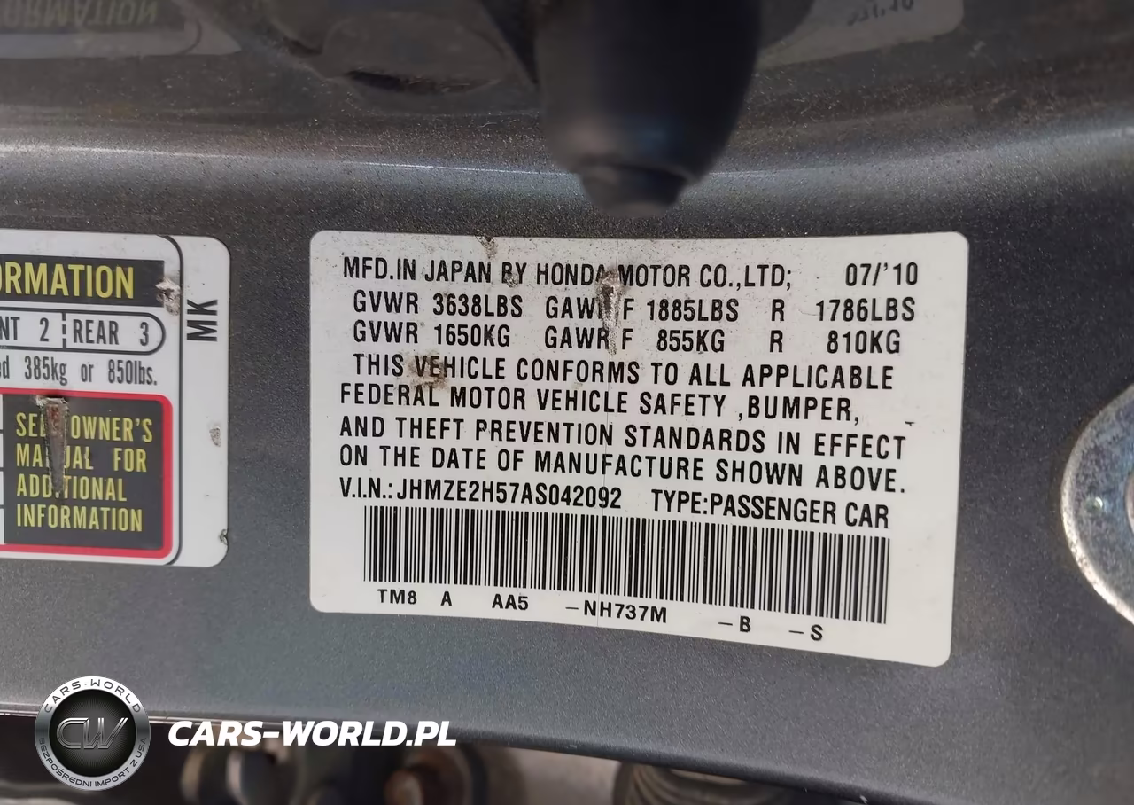 2010 Honda Insight Lx VIN:JHMZE2H57AS042092 - 9