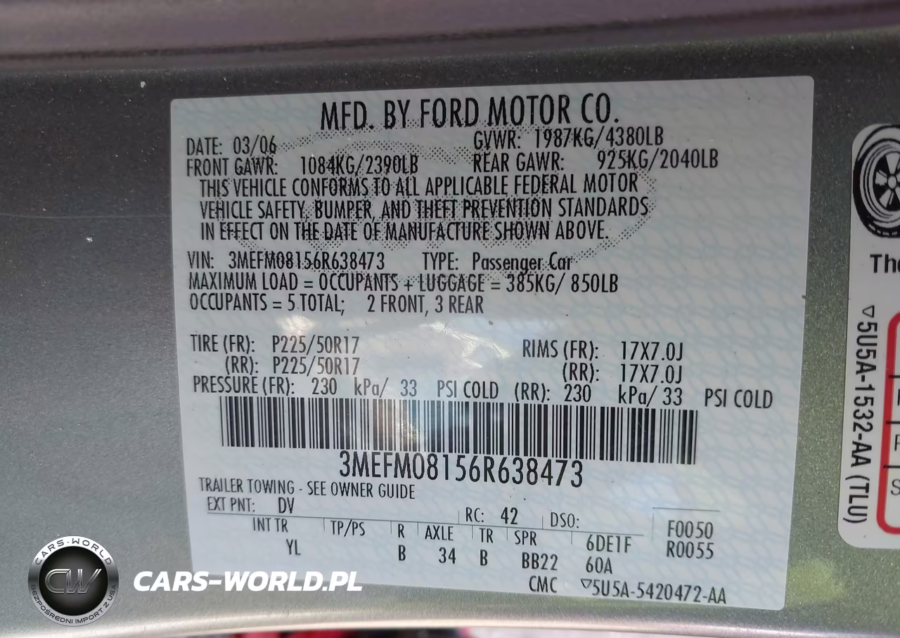 2006 Mercury Milan V6 Premier VIN:3MEFM08156R638473 - 9