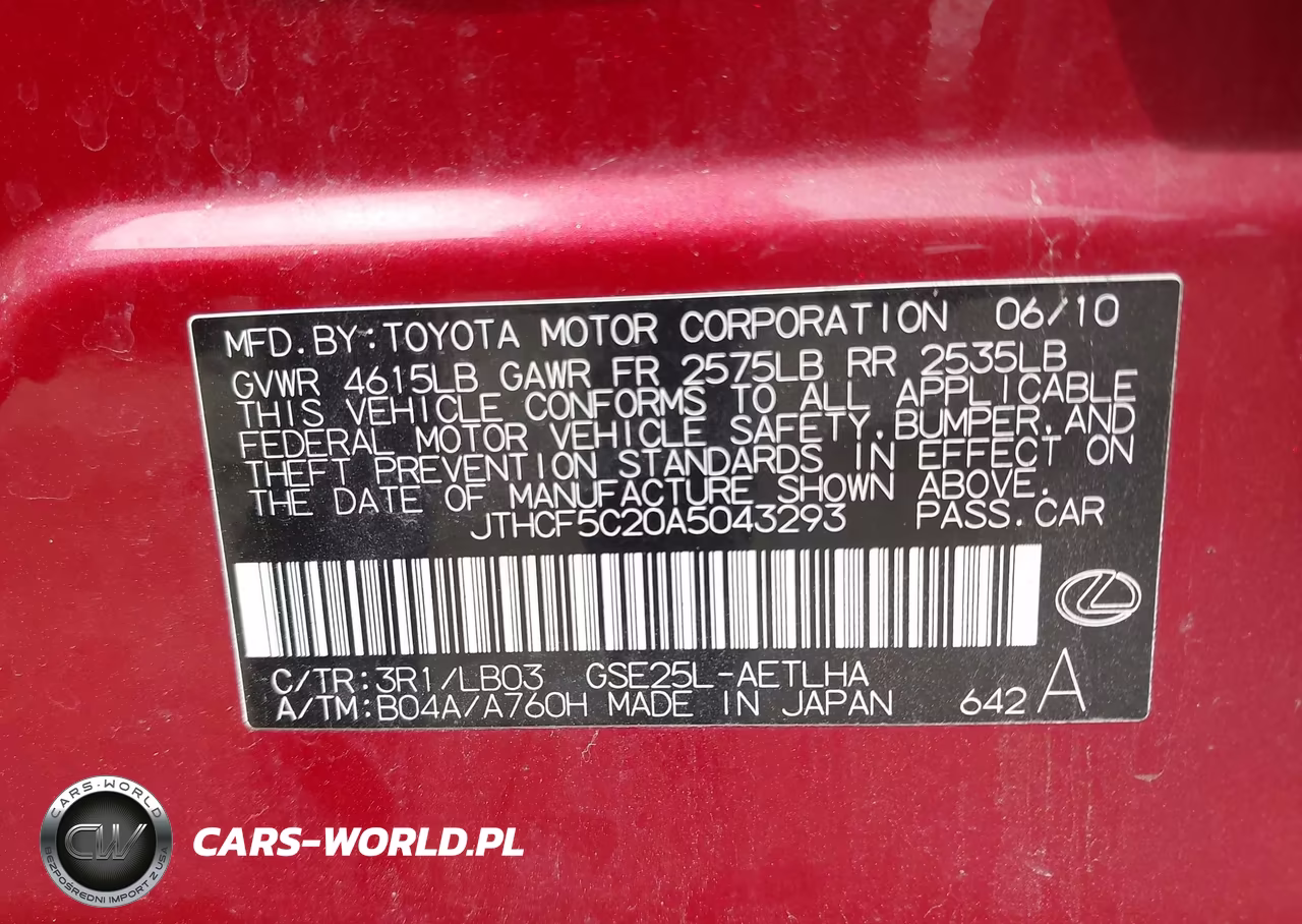 2010 Lexus Is 250 VIN:JTHCF5C20A5043293 - 9