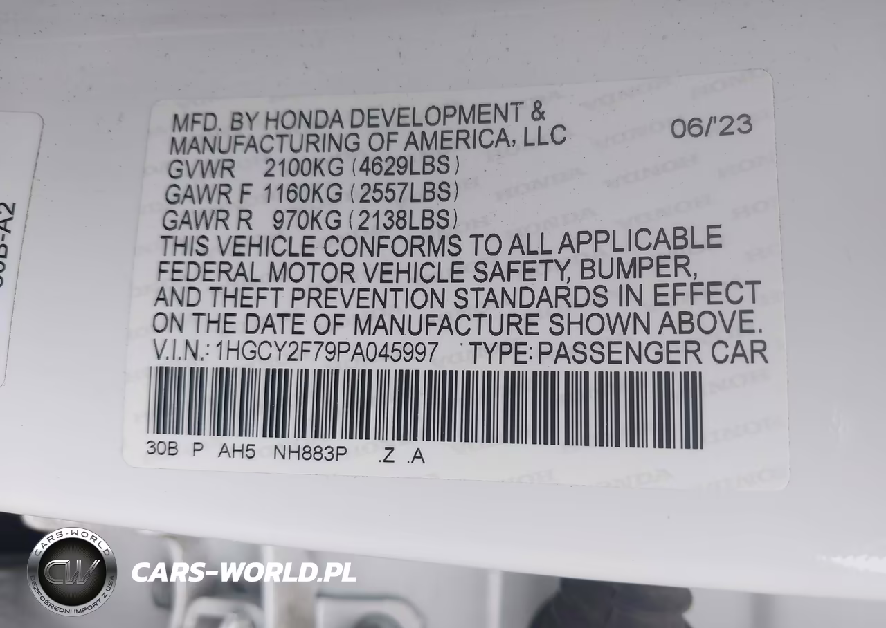 2023 Honda Accord Hybrid Sport-L VIN:1HGCY2F79PA045997 - 9
