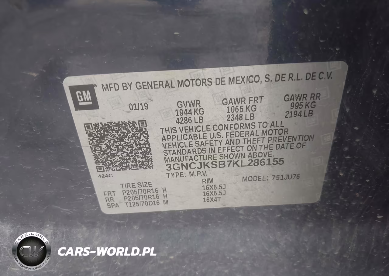 2019 Chevrolet Trax Ls VIN:3GNCJKSB7KL286155 - 9