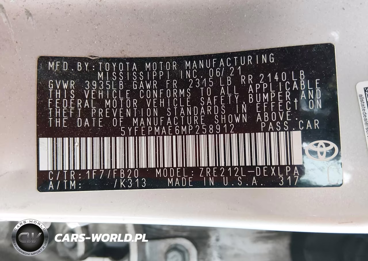 2021 Toyota Corolla Le VIN:5YFEPMAE6MP258912 - 9