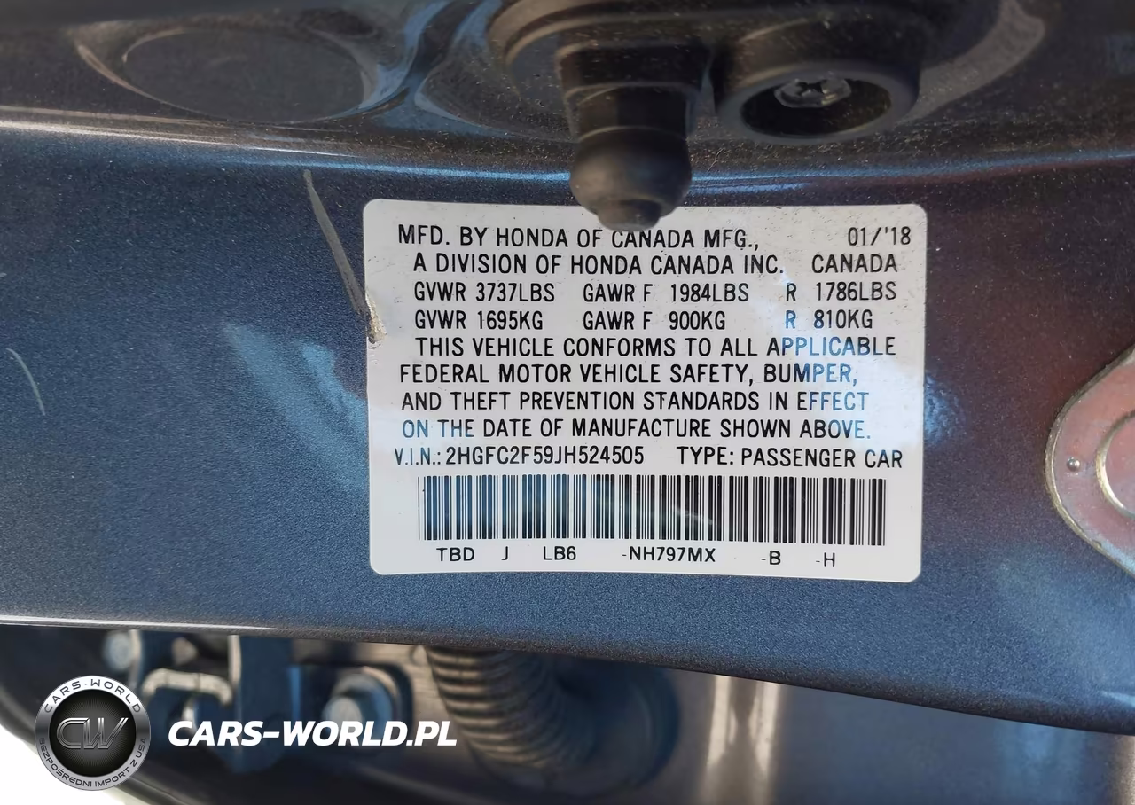 2018 Honda Civic Lx VIN:2HGFC2F59JH524505 - 9