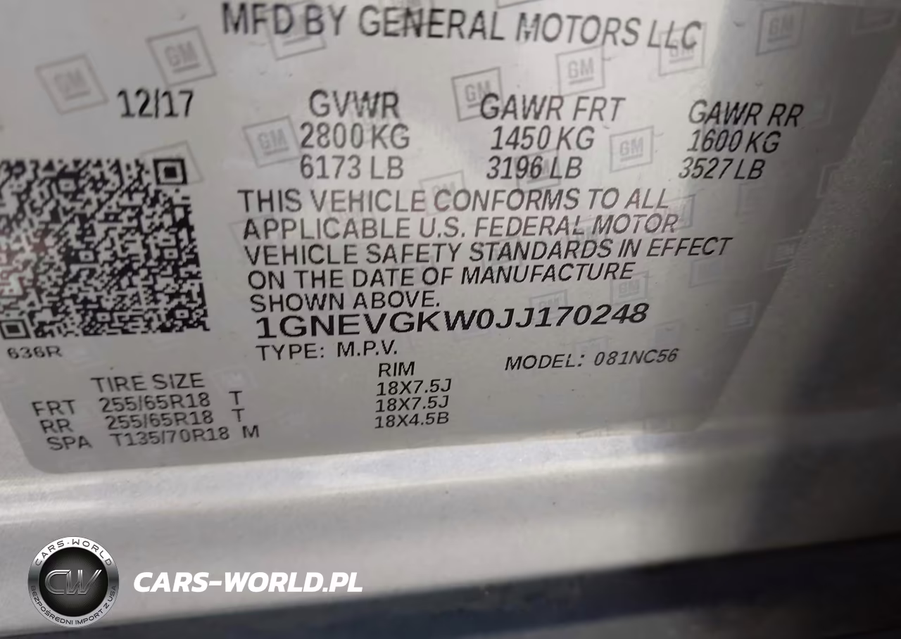 2018 Chevrolet Traverse 1Lt VIN:1GNEVGKW0JJ170248 - 9