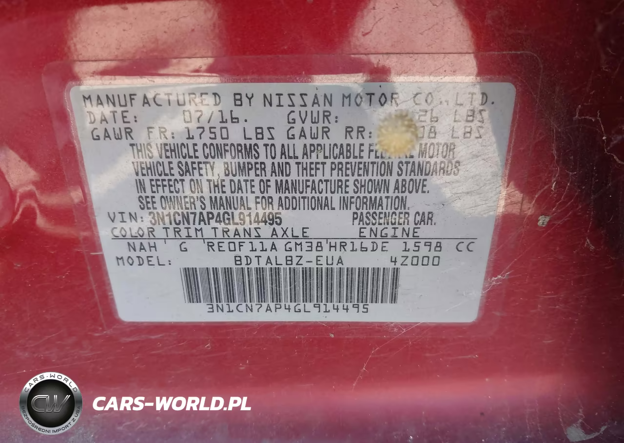2016 Nissan Versa 1.6 Sv VIN:3N1CN7AP4GL914495 - 9