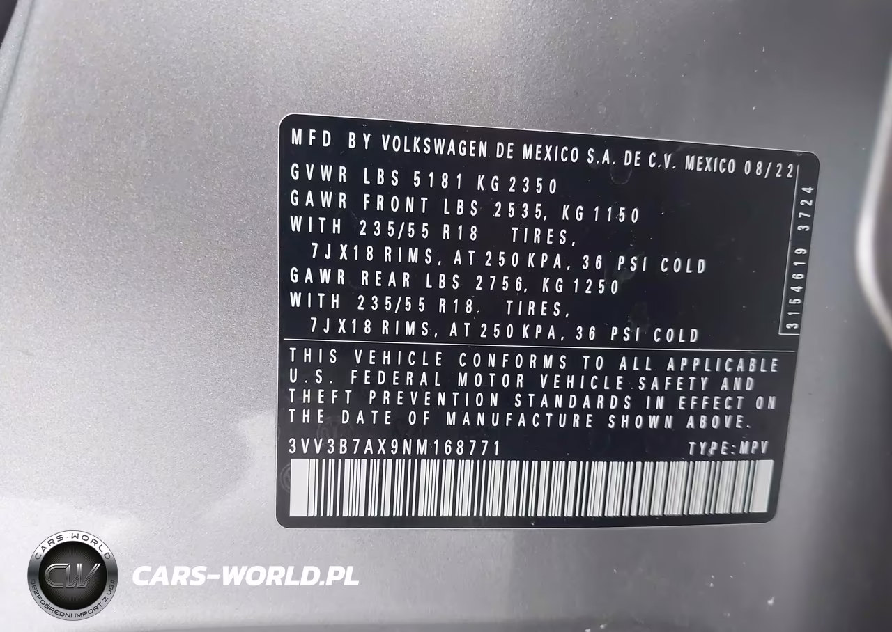 2022 Volkswagen Tiguan 2.0T Se VIN:3VV3B7AX9NM168771 - 9