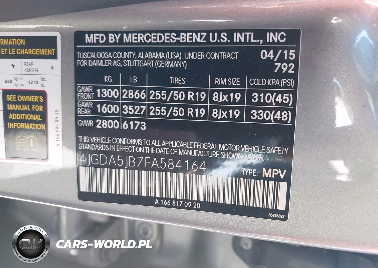 2015 Mercedes-Benz Ml 350 VIN:4JGDA5JB7FA584164 - 9