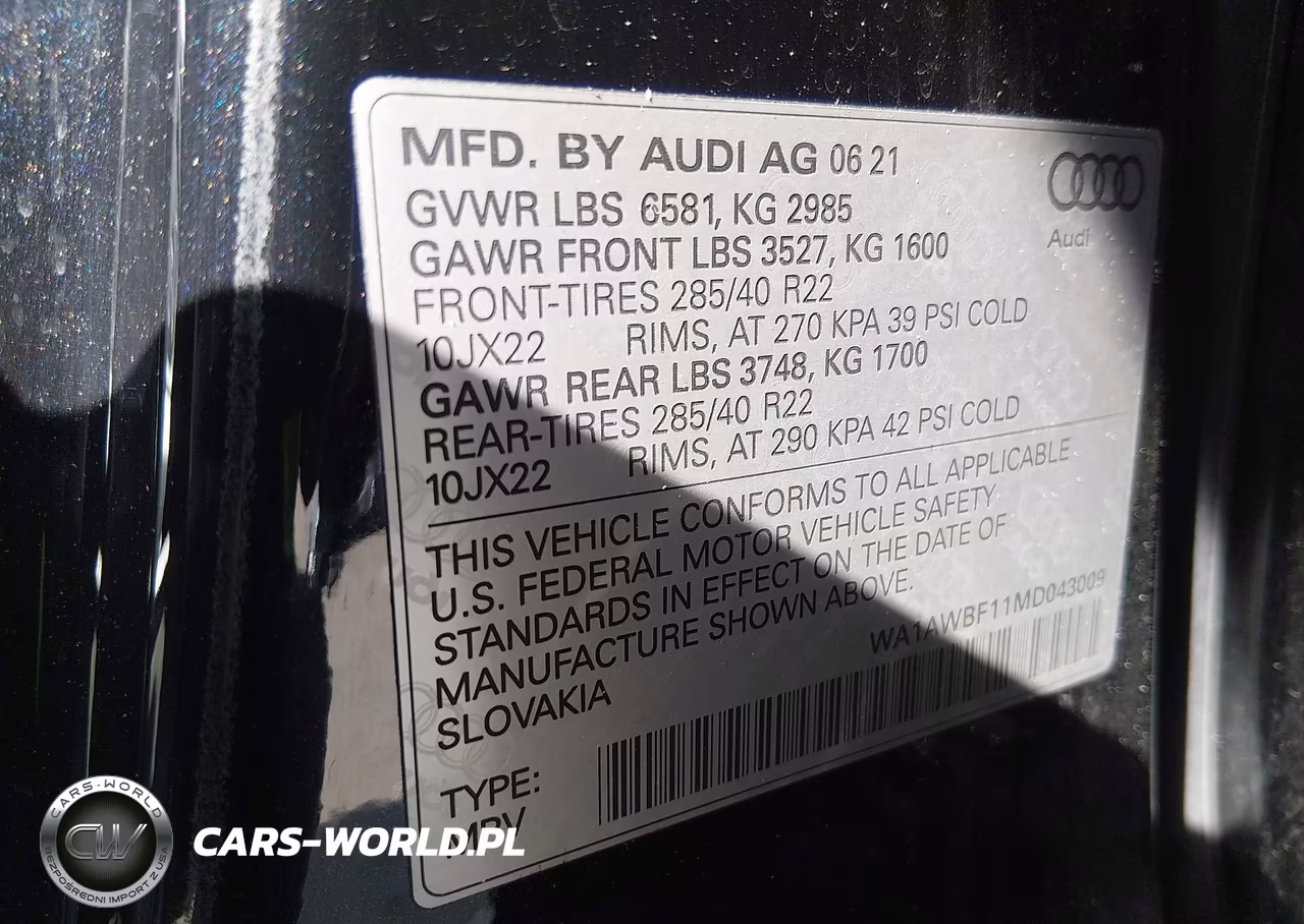 2021 Audi Sq8 Premium Plus Tfsi Quattro Tiptronic VIN:WA1AWBF11MD043009 - 9