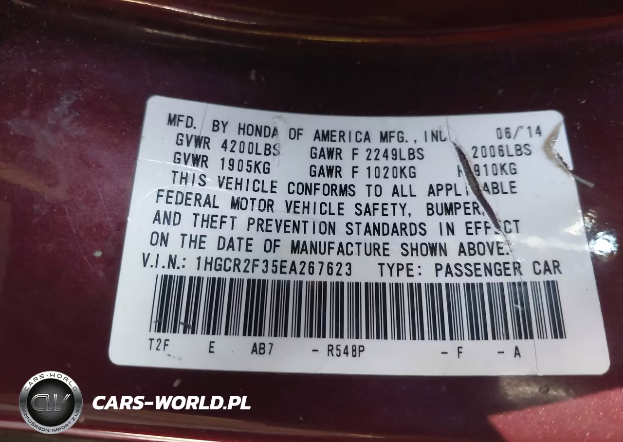 2014 Honda Accord Lx VIN:1HGCR2F35EA267623 - 9