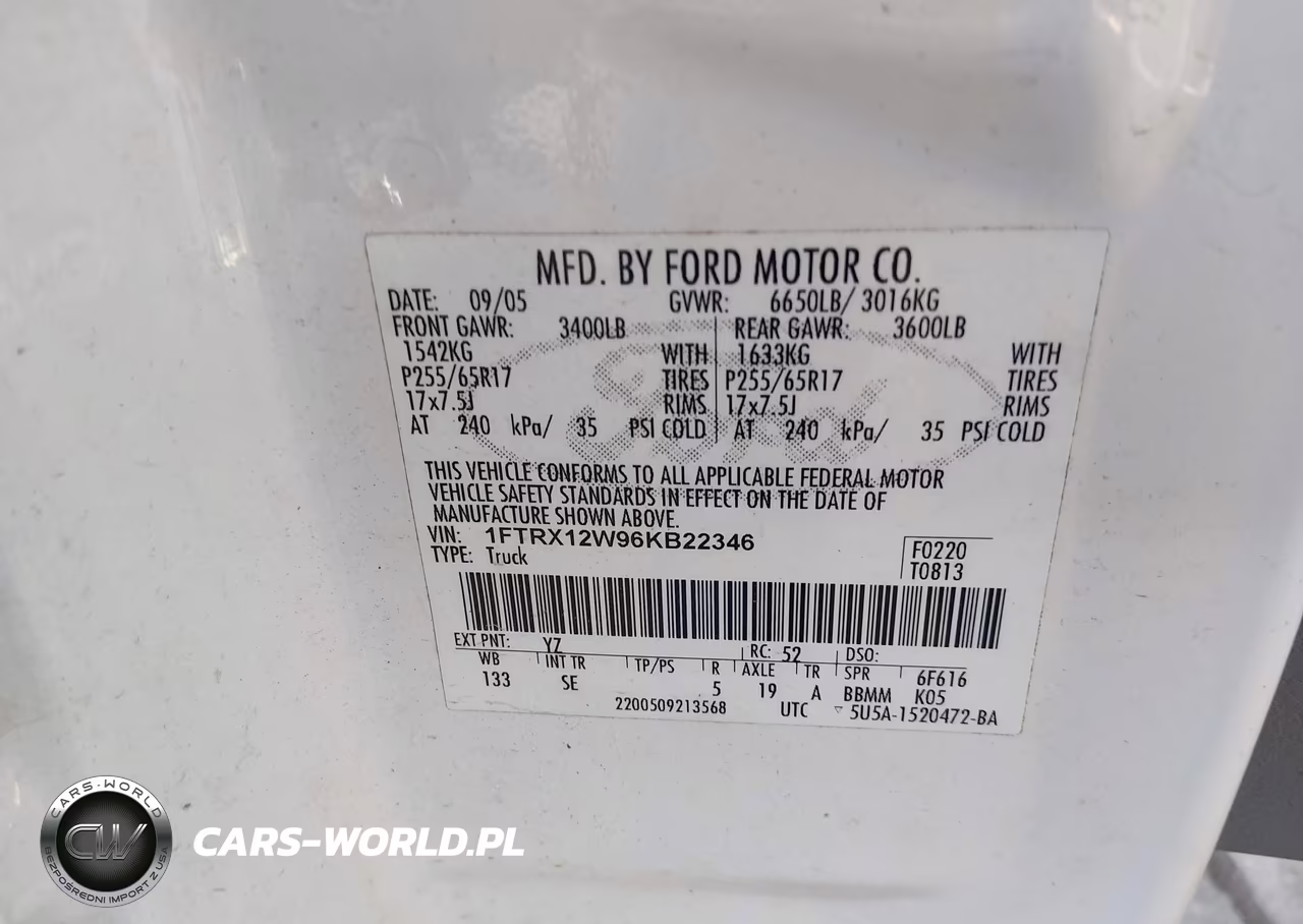 2006 Ford F-150 Stx-Xl-Xlt VIN:1FTRX12W96KB22346 - 9