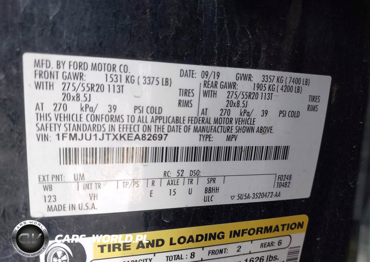2019 Ford Expedition Xlt VIN:1FMJU1JTXKEA82697 - 9