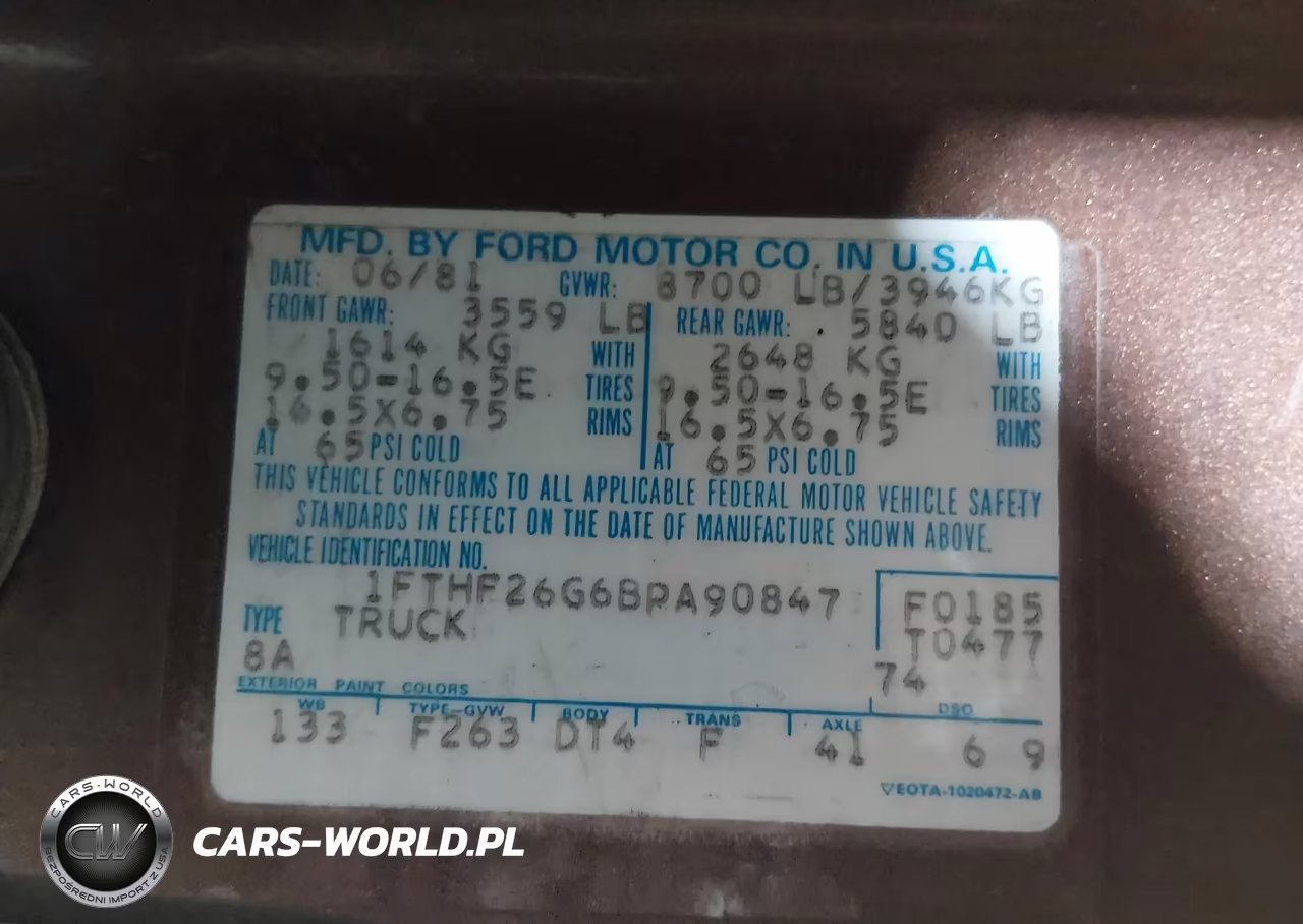 1981 Ford F250 VIN:1FTHF26G6BPA90847 - 9