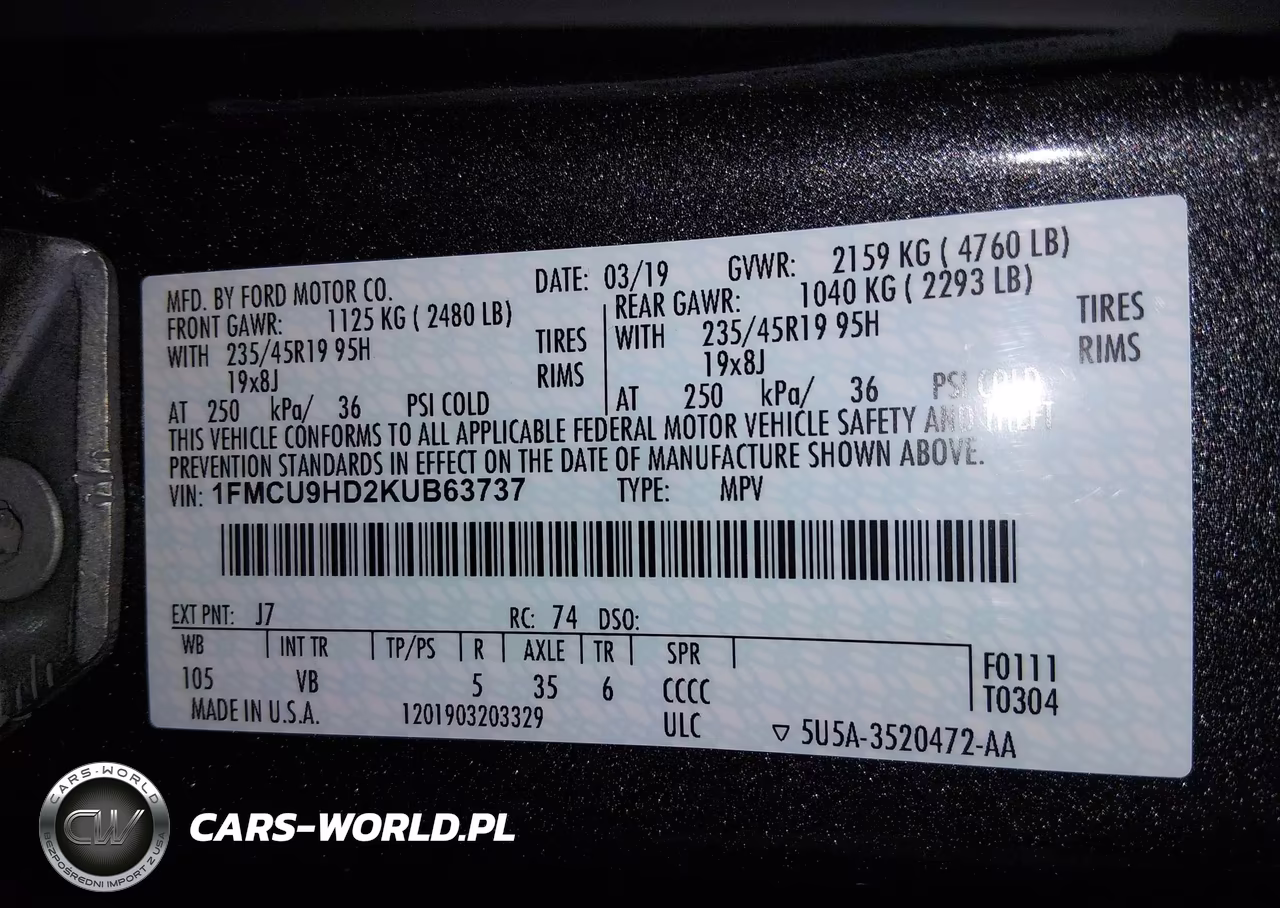 2019 Ford Escape Sel VIN:1FMCU9HD2KUB63737 - 9