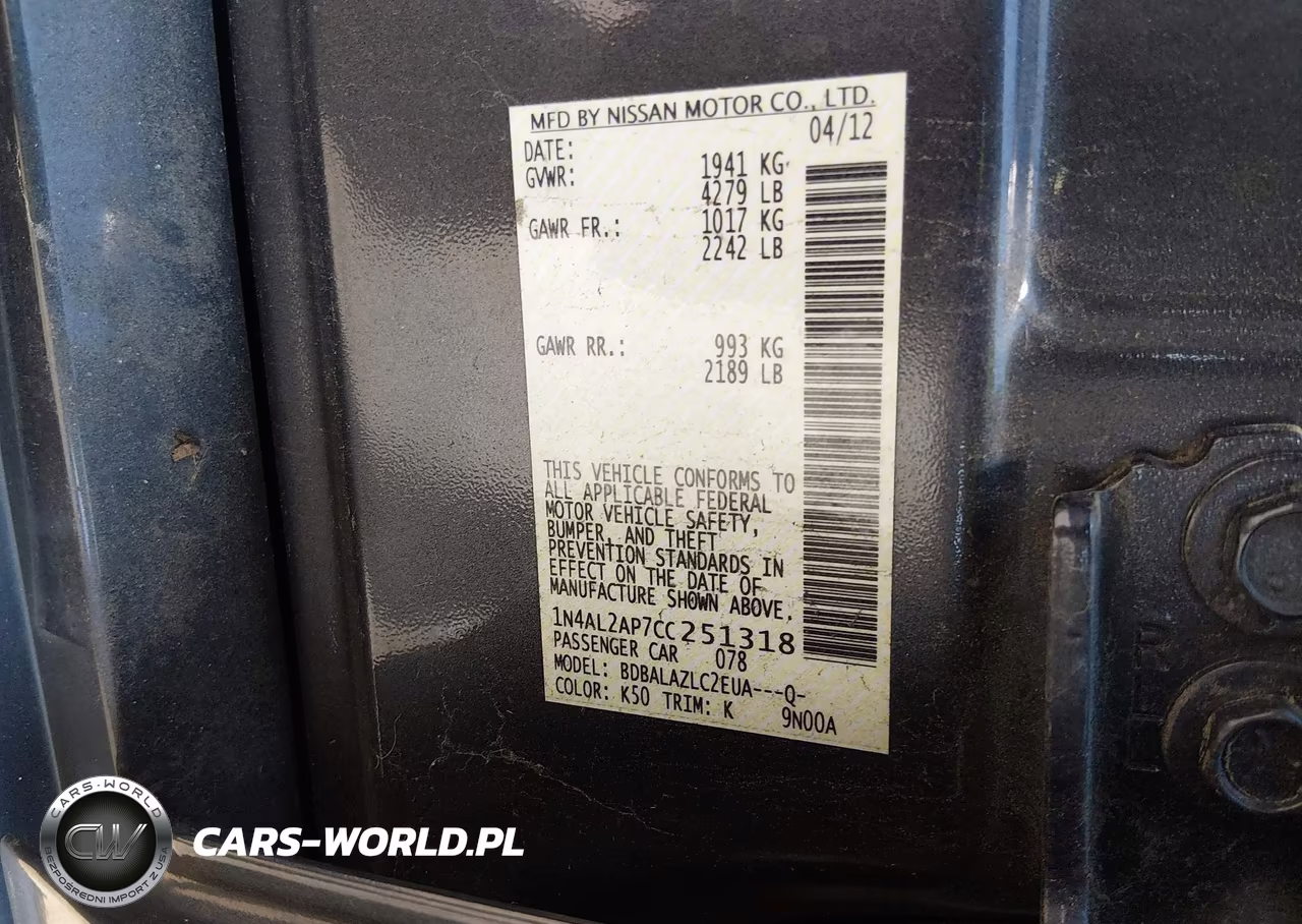 2012 Nissan Altima 2.5 VIN:1N4AL2AP7CC251318 - 9