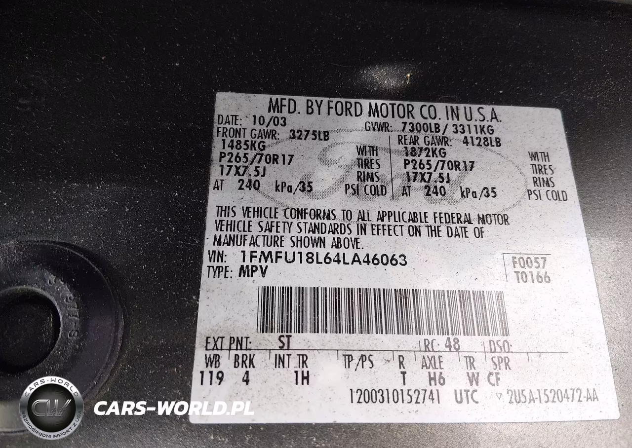 2004 Ford Expedition Eddie Bauer VIN:1FMFU18L64LA46063 - 9