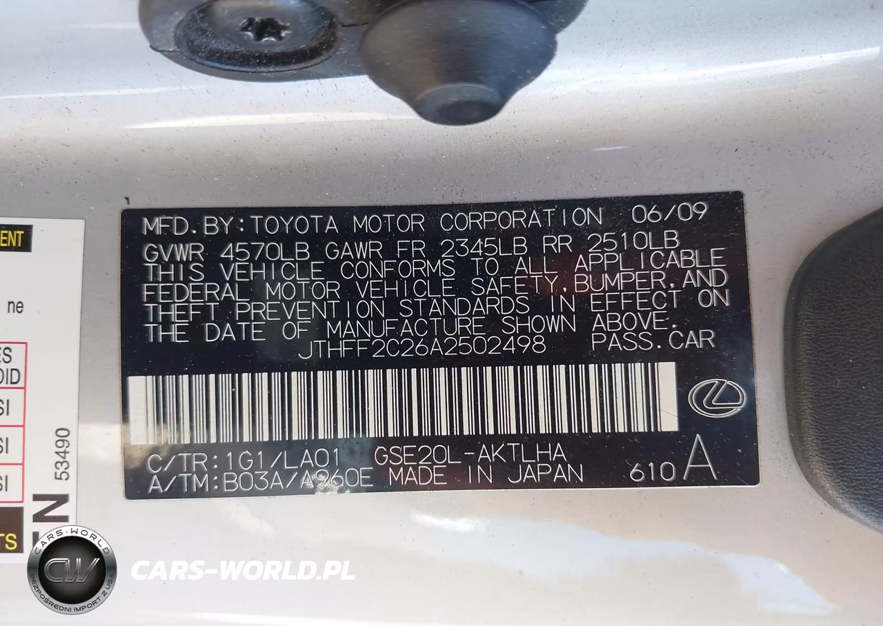 2010 Lexus Is 250C VIN:JTHFF2C26A2502498 - 9