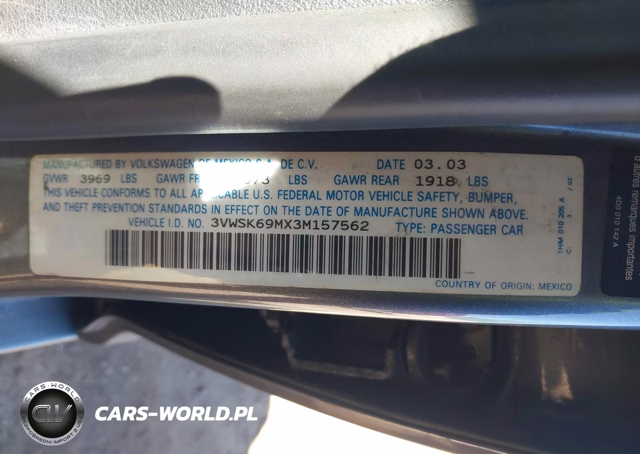 2003 Volkswagen Jetta Gls 2.0L VIN:3VWSK69MX3M157562 - 9