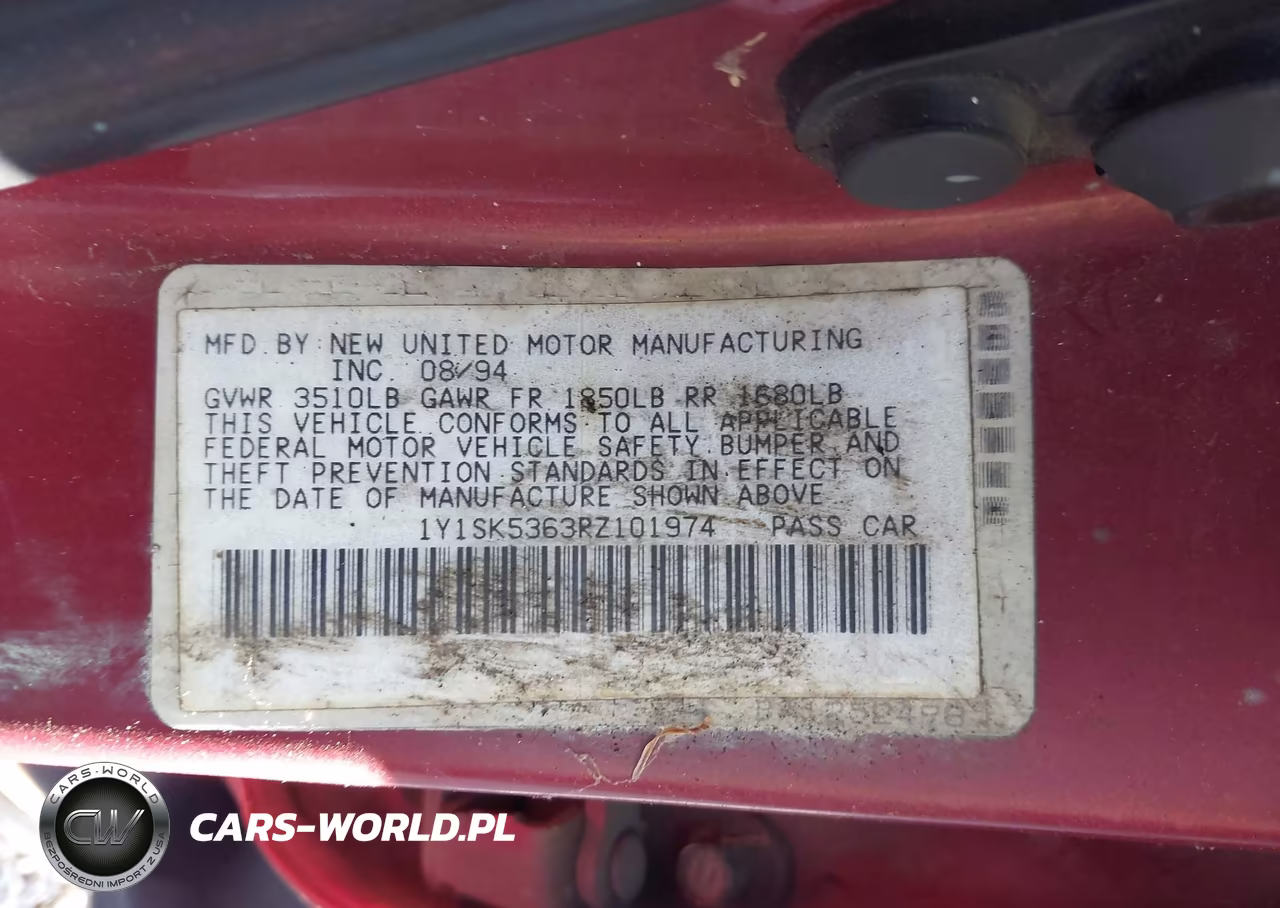 1994 Geo Prizm Lsi VIN:1Y1SK5363RZ101974 - 9