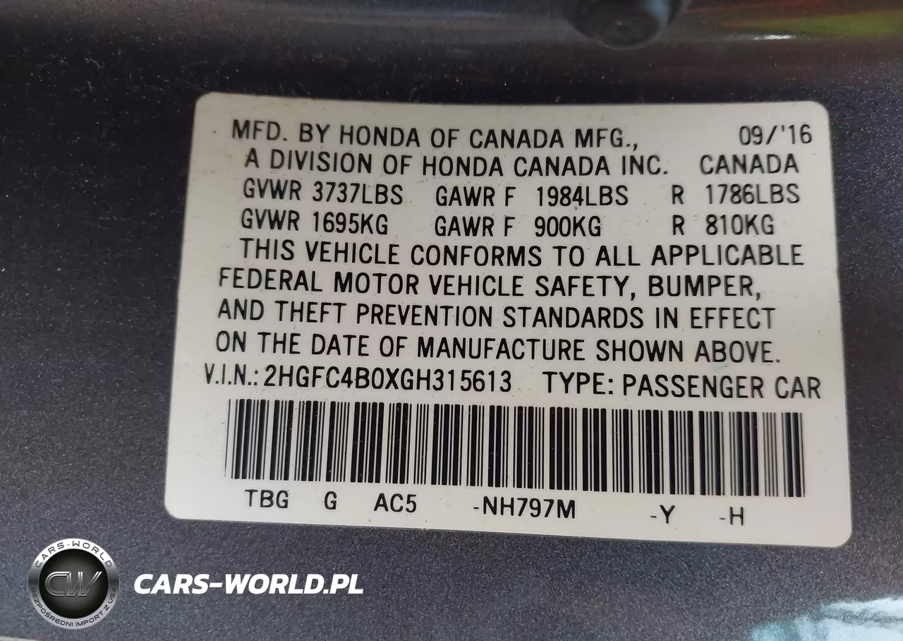 2016 Honda Civic Lx-P VIN:2HGFC4B0XGH315613 - 9