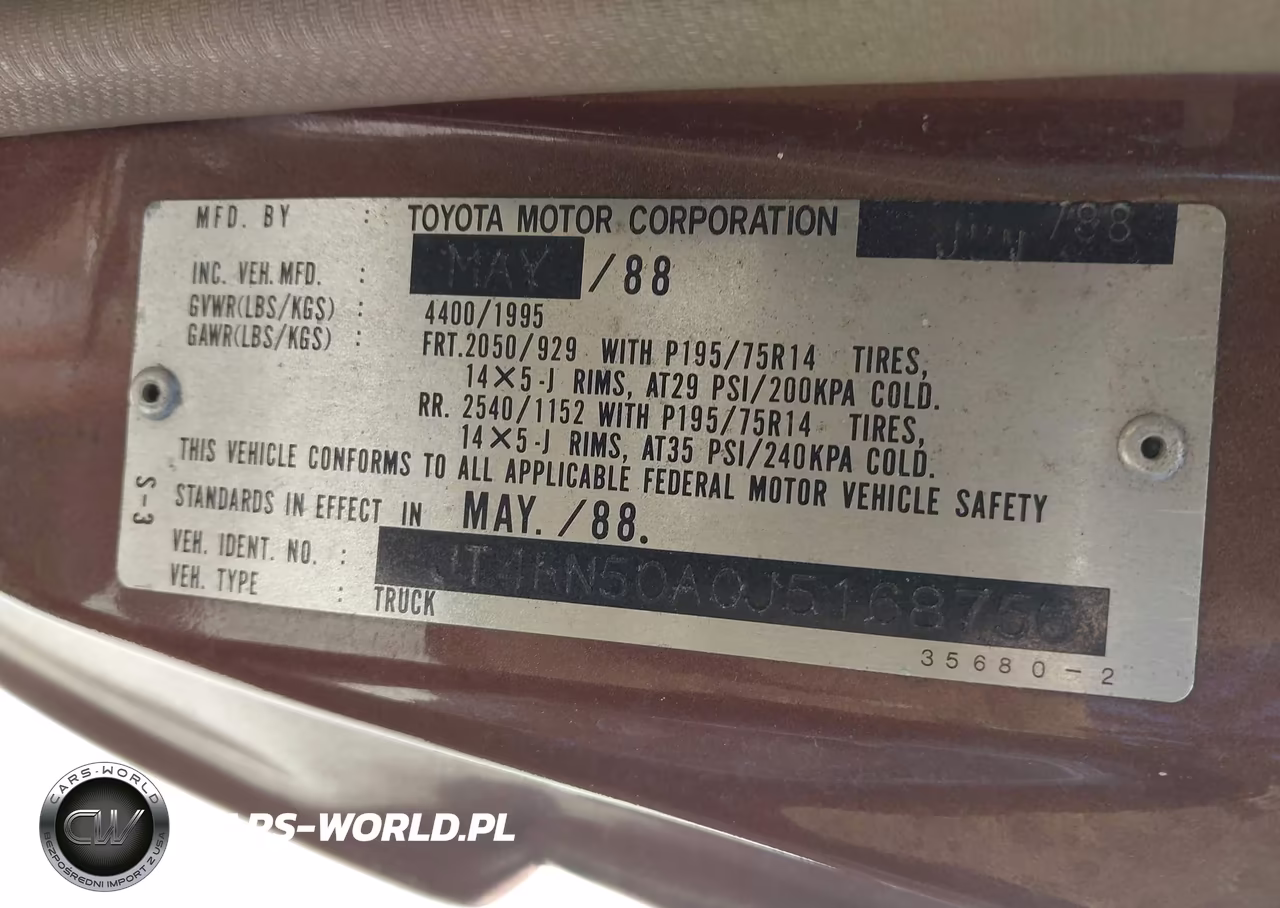 1988 Toyota Pickup 1-2 Ton Rn50 VIN:JT4RN50A0J5168756 - 9