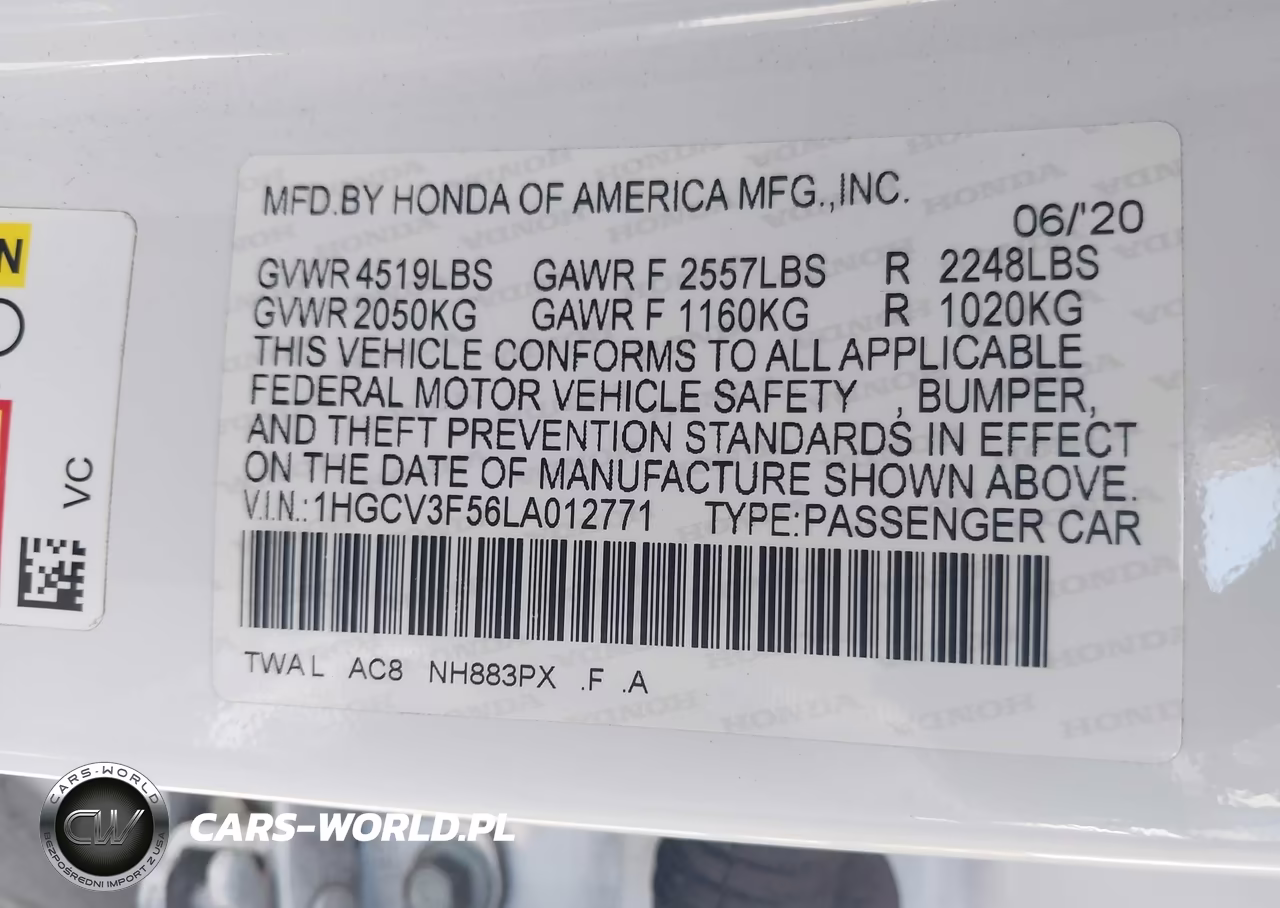 2020 Honda Accord Hybrid Ex-L VIN:1HGCV3F56LA012771 - 9