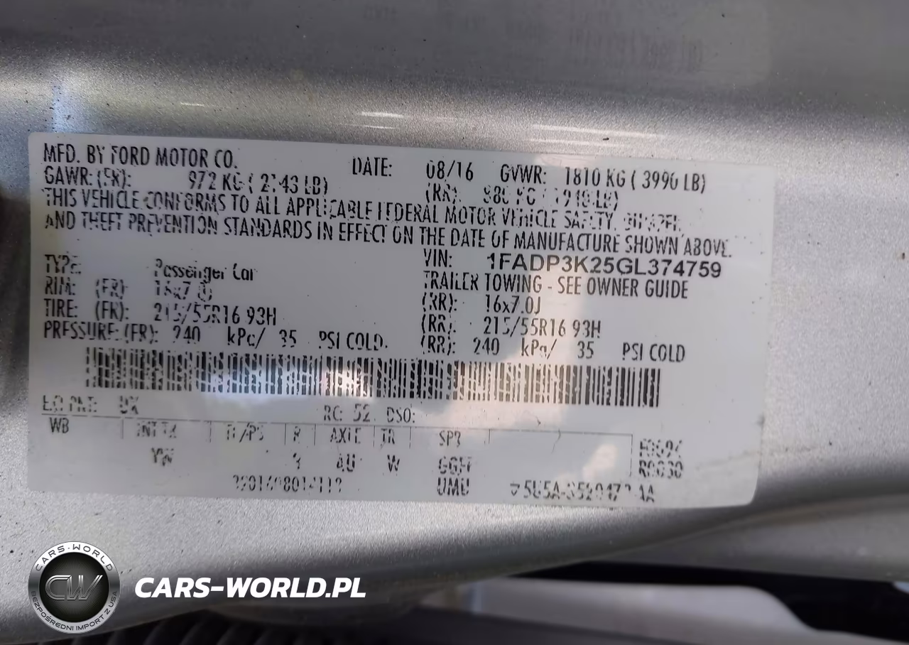 2016 Ford Focus Se VIN:1FADP3K25GL374759 - 9