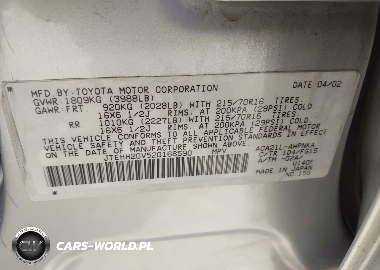2002 Toyota Rav4 VIN:JTEHH20V520168590 - 9