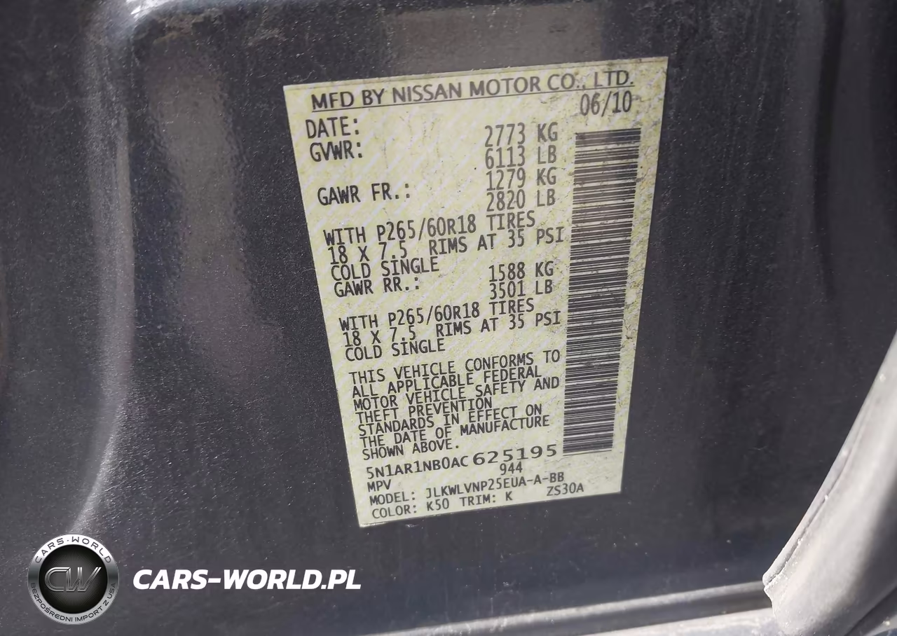 2010 Nissan Pathfinder Le VIN:5N1AR1NB0AC625195 - 9