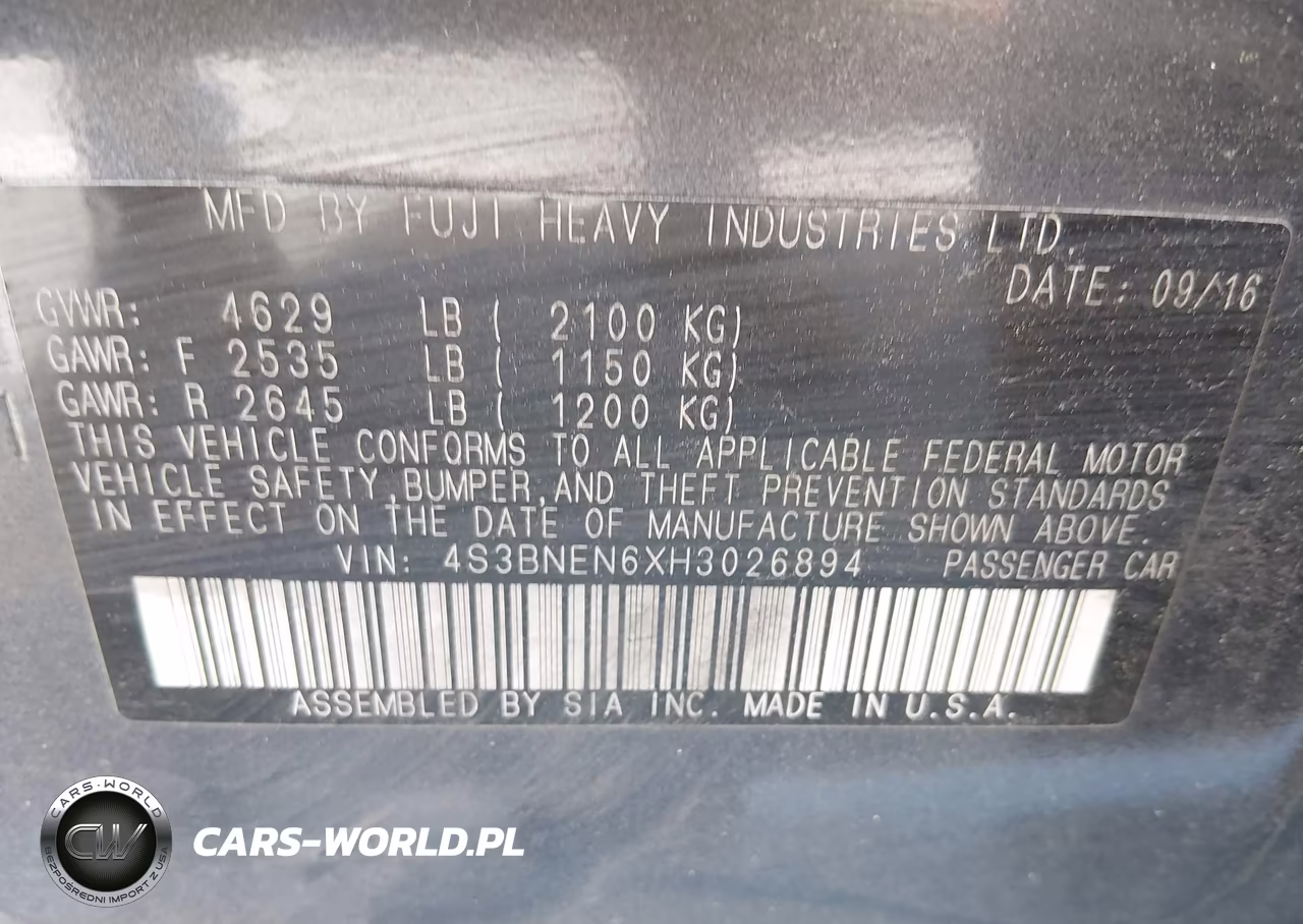2017 Subaru Legacy 3.6R Limited VIN:4S3BNEN6XH3026894 - 9