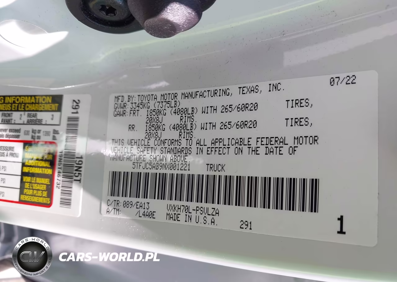 2022 Toyota Tundra Hybrid Limited VIN:5TFJC5AB9NX001221 - 9
