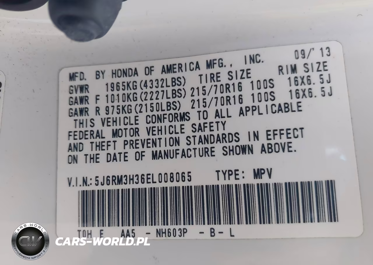 2014 Honda Cr-V Lx VIN:5J6RM3H36EL008065 - 9
