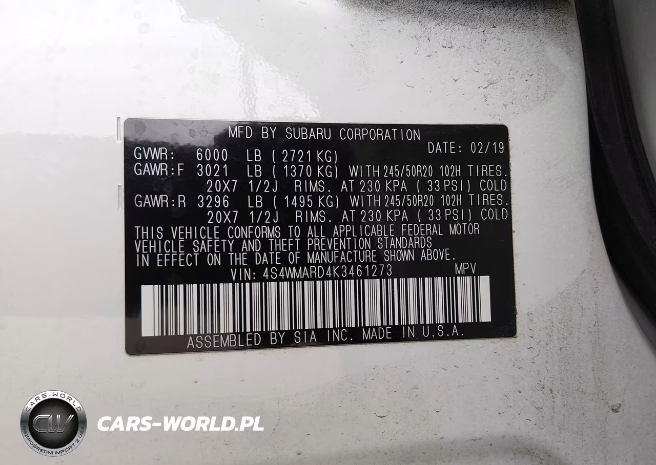 2019 Subaru Ascent Touring VIN:4S4WMARD4K3461273 - 9