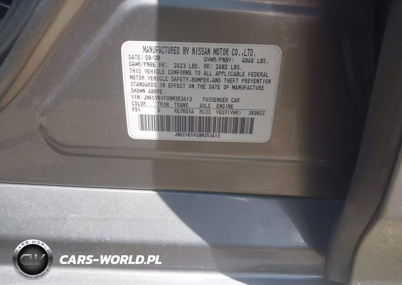 2009 Infiniti G37X VIN:JNKCV61F09M353413 - 9