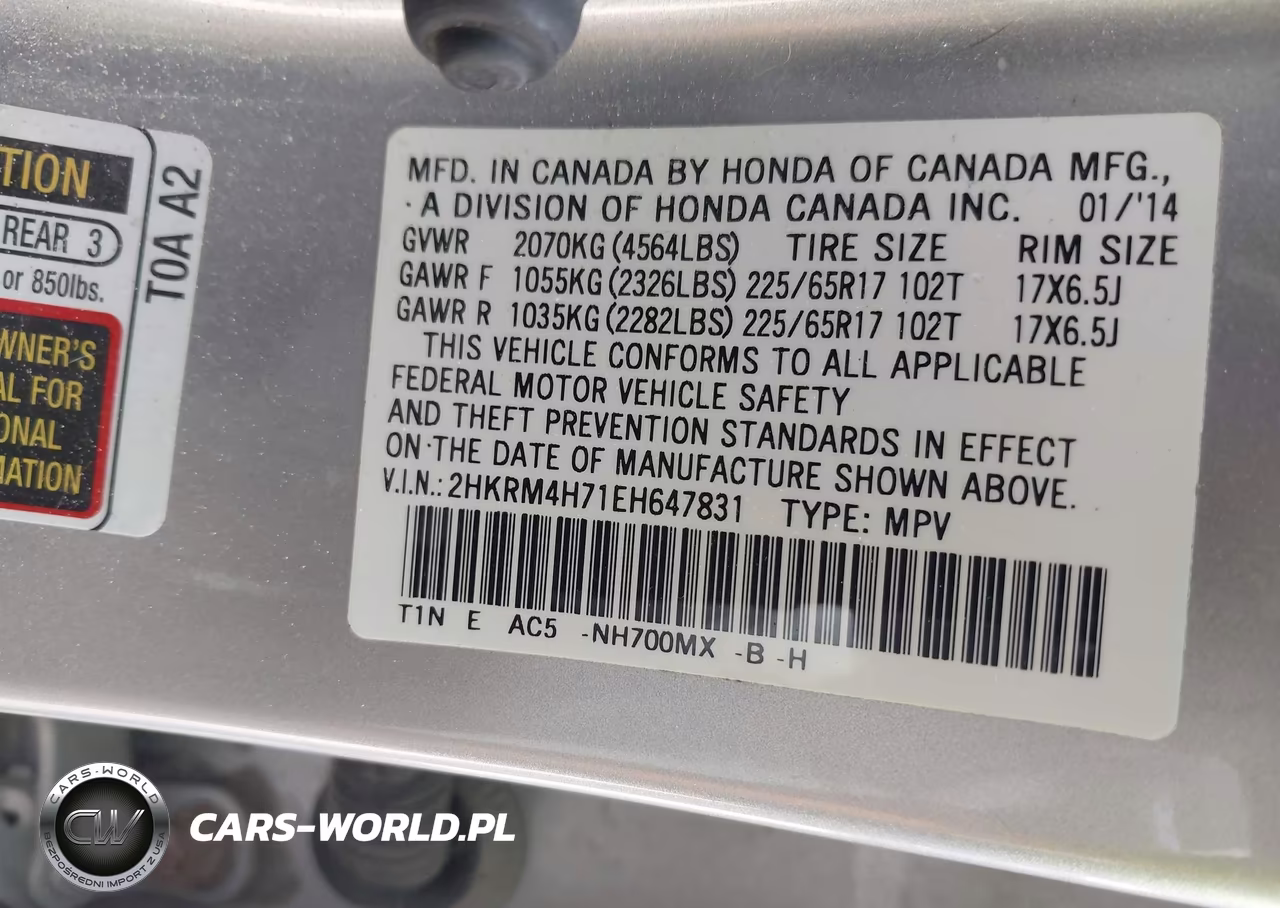 2014 Honda Cr-V Ex-L VIN:2HKRM4H71EH647831 - 9