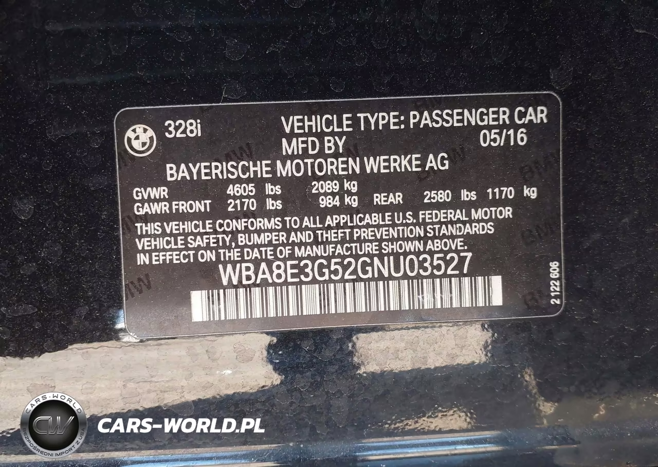 2016 BMW 328I xDrive VIN:WBA8E3G52GNU03527 - 9