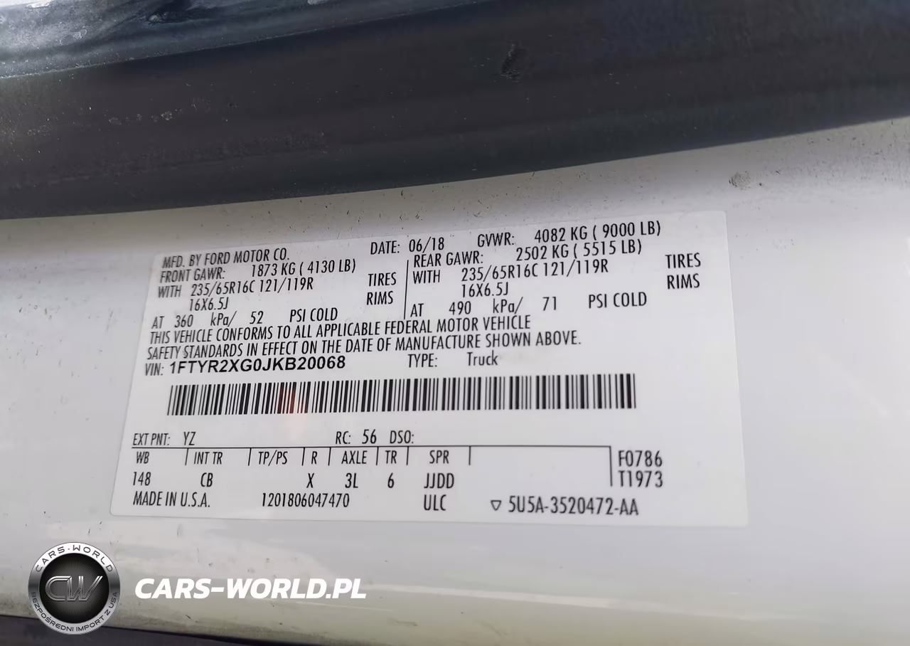 2018 Ford Transit-250 VIN:1FTYR2XG0JKB20068 - 9