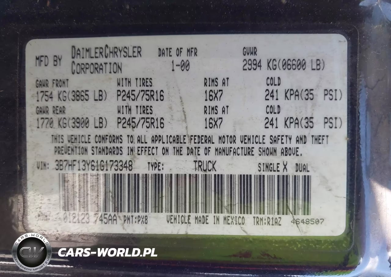2001 Dodge Ram 1500 St VIN:3B7HF13Y61G173348 - 9