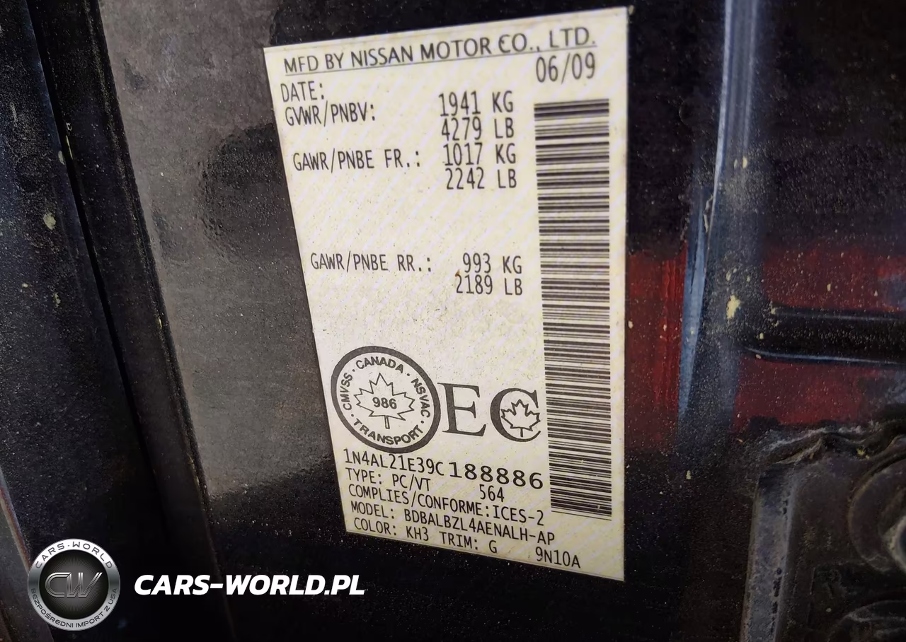 2009 Nissan Altima 2.5 S VIN:1N4AL21E39C188886 - 9