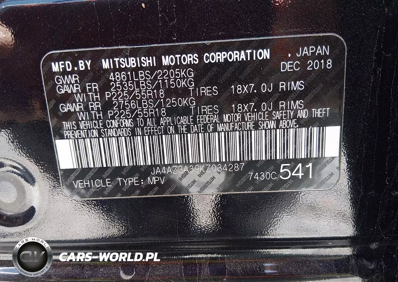 2019 Mitsubishi Outlander Es VIN:JA4AZ3A39KZ034287 - 9