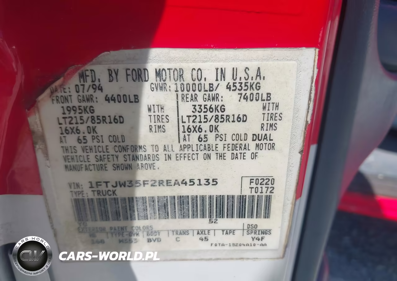 1994 Ford F350 VIN:1FTJW35F2REA45135 - 9