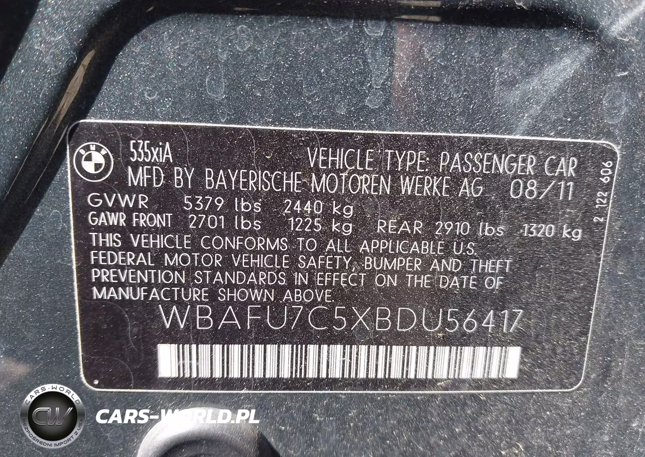 2011 BMW 535I xDrive VIN:WBAFU7C5XBDU56417 - 9