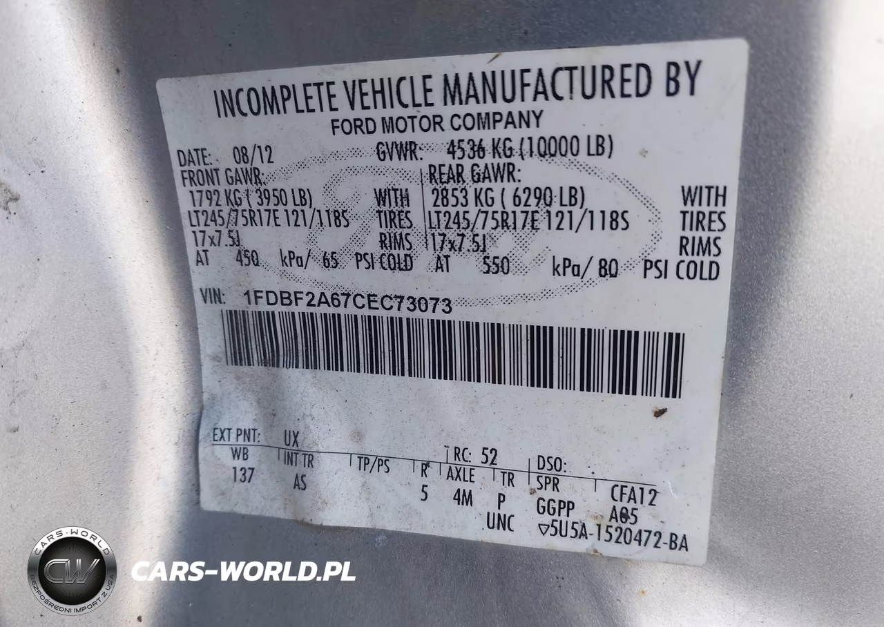 2012 Ford F-250 Xl VIN:1FDBF2A67CEC73073 - 9