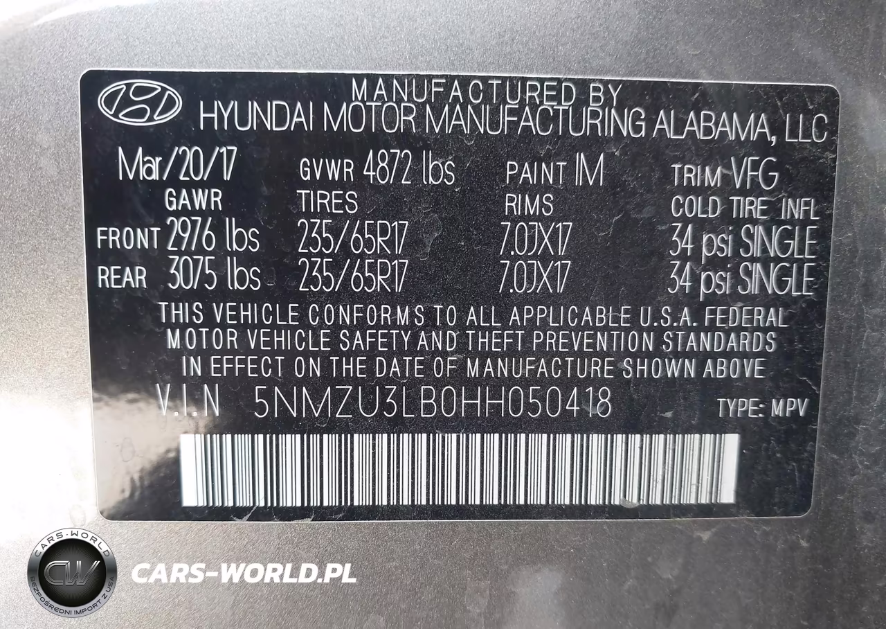 2017 Hyundai Santa Fe Sport 2.4L VIN:5NMZU3LB0HH050418 - 9